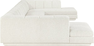 Meridian Furniture Modari Four Piece Modular Sectional Chenille Cream Polyester Channel Tufted Sofa 143Cream-Sec4C