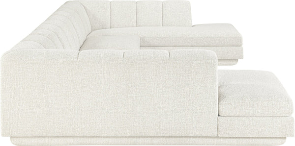 Meridian Furniture Modari Four Piece Modular Sectional Chenille Cream Polyester Channel Tufted Sofa 143Cream-Sec4C