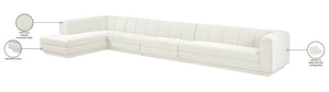 Meridian Furniture Modari Four Piece Chenille Modular Sectional with Channel Tufting for Open Living 143Cream-Sec4D