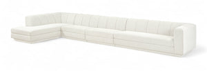 Meridian Furniture Modari Four Piece Chenille Modular Sectional with Channel Tufting for Open Living 143Cream-Sec4D