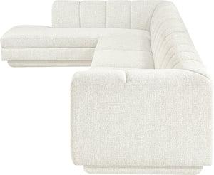 Meridian Furniture Modari Four Piece Chenille Modular Sectional with Channel Tufting for Open Living 143Cream-Sec4D