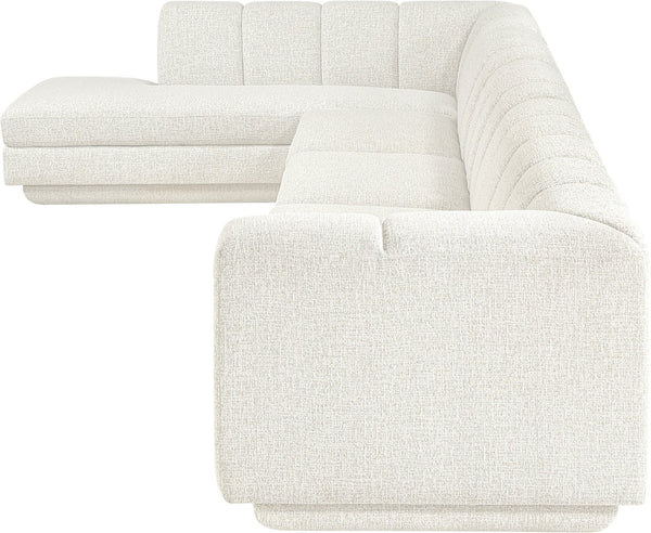 Meridian Furniture Modari Four Piece Chenille Modular Sectional with Channel Tufting for Open Living 143Cream-Sec4D