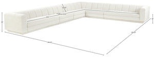 Meridian Furniture Modari Six Piece Modular Sectional Chenille Fabric Channel Tufted Living Room Sofa 143Cream-Sec6A