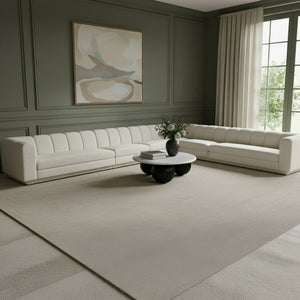 Meridian Furniture Modari Six Piece Modular Sectional Chenille Fabric Channel Tufted Living Room Sofa 143Cream-Sec6A