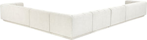 Meridian Furniture Modari Six Piece Modular Sectional Chenille Fabric Channel Tufted Living Room Sofa 143Cream-Sec6A