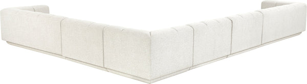Meridian Furniture Modari Six Piece Modular Sectional Chenille Fabric Channel Tufted Living Room Sofa 143Cream-Sec6A
