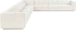 Meridian Furniture Modari Six Piece Modular Sectional Chenille Fabric Channel Tufted Living Room Sofa 143Cream-Sec6A