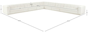 Meridian Furniture Modari Seven Piece Chenille Modular Sectional with Channel Tufting for Open Living 143Cream-Sec7A