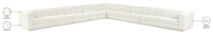 Meridian Furniture Modari Seven Piece Chenille Modular Sectional with Channel Tufting for Open Living 143Cream-Sec7A