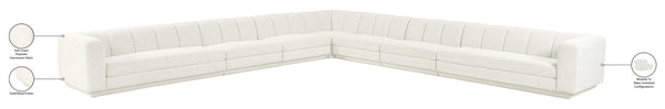 Meridian Furniture Modari Seven Piece Chenille Modular Sectional with Channel Tufting for Open Living 143Cream-Sec7A