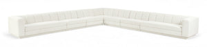Meridian Furniture Modari Seven Piece Chenille Modular Sectional with Channel Tufting for Open Living 143Cream-Sec7A