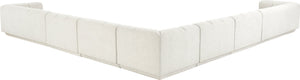 Meridian Furniture Modari Seven Piece Chenille Modular Sectional with Channel Tufting for Open Living 143Cream-Sec7A
