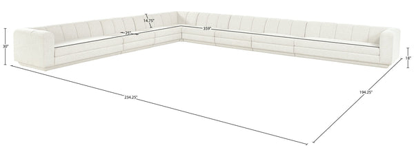 Meridian Furniture Modari Eight Piece Modular Sectional Chenille Cream Polyester Channel Tufted Living Room 143Cream-Sec8A