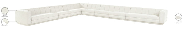 Meridian Furniture Modari Eight Piece Modular Sectional Chenille Cream Polyester Channel Tufted Living Room 143Cream-Sec8A