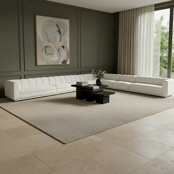 Meridian Furniture Modari Eight Piece Modular Sectional Chenille Cream Polyester Channel Tufted Living Room 143Cream-Sec8A