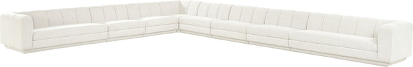 Meridian Furniture Modari Eight Piece Modular Sectional Chenille Cream Polyester Channel Tufted Living Room 143Cream-Sec8A