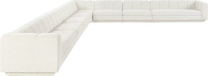Meridian Furniture Modari Eight Piece Modular Sectional Chenille Cream Polyester Channel Tufted Living Room 143Cream-Sec8A