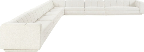 Meridian Furniture Modari Eight Piece Modular Sectional Chenille Cream Polyester Channel Tufted Living Room 143Cream-Sec8A