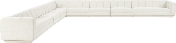 Meridian Furniture Modari Eight Piece Modular Sectional Chenille Cream Polyester Channel Tufted Living Room 143Cream-Sec8A