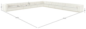 Meridian Furniture Modari Nine Piece Modular Sectional Chenille Cream Polyester Channel Tufted Living Room 143Cream-Sec9A