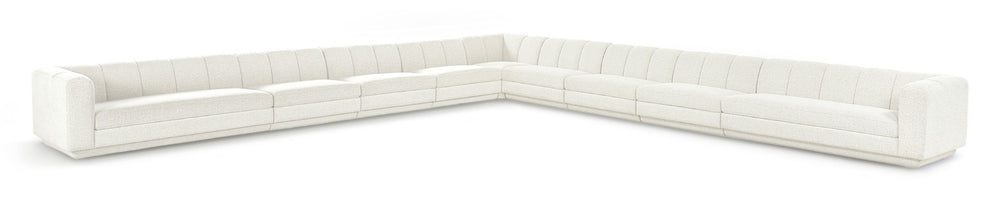 Meridian Furniture Modari Nine Piece Modular Sectional Chenille Cream Polyester Channel Tufted Living Room 143Cream-Sec9A