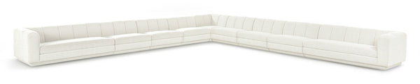 Meridian Furniture Modari Nine Piece Modular Sectional Chenille Cream Polyester Channel Tufted Living Room 143Cream-Sec9A