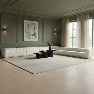 Meridian Furniture Modari Nine Piece Modular Sectional Chenille Cream Polyester Channel Tufted Living Room 143Cream-Sec9A