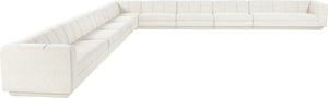 Meridian Furniture Modari Nine Piece Modular Sectional Chenille Cream Polyester Channel Tufted Living Room 143Cream-Sec9A