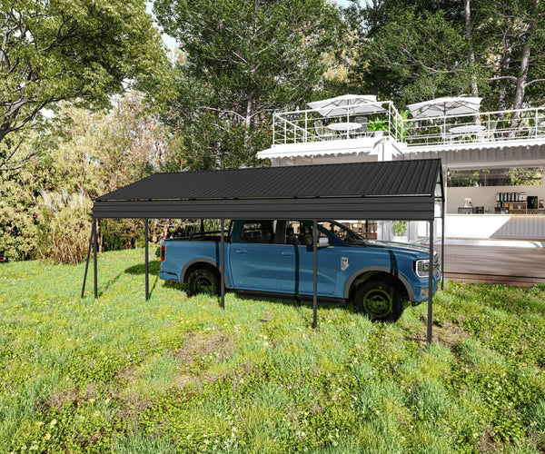 English Elm Metal Carport 12x20 Galvanized Steel Canopy Heavy Duty Outdoor Garage Shelter Kit W1598S00018