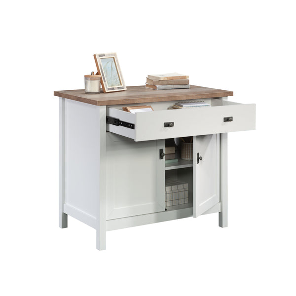 English Elm Library Base - Compact White Storage Solution With Adjustable Shelf For Home Or Office Organization B356P402682