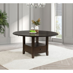 English Elm Fulton Round Pedestal Dining Table with Storage Drawer and Shelf Seats Six Guests B062S01681
