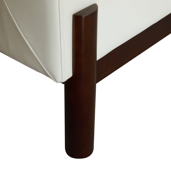 English Elm Christopher Knight Home® - Anurudh Barrel Club chair with Faux Leather Upholstery, Solid Wood Frame, Cozy Loose Back Cushion White+Walnut 34.5 L x 33.5 W x 27.5 H N776P195587W