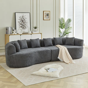 English Elm Curved Chenille Sectional Sofa Oversized Four Seat Cloud Foam Living Room Lounge W3505P355583