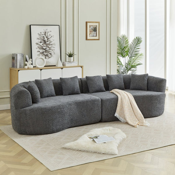 English Elm Curved Chenille Sectional Sofa Oversized Four Seat Cloud Foam Living Room Lounge W3505P355583