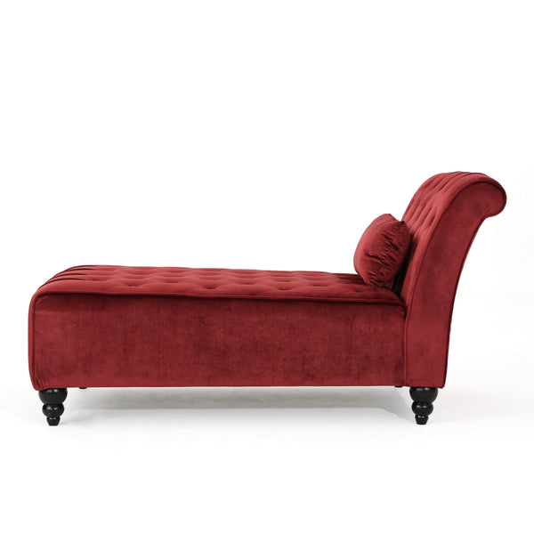 English Elm Christopher Knight Home® - TUFTED Chaise Lounge Garnet Velvet Upholstery - Plush 100% Polyester Seating, Birch Legs, Luxe Comfort 60129.00NVLTGARN