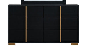English Elm Steeler Five Drawer Glam Dresser Black Laminate with Gold Hardware Bedroom Storage B078P497914