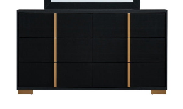 English Elm Steeler Five Drawer Glam Dresser Black Laminate with Gold Hardware Bedroom Storage B078P497914