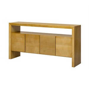 English Elm U_Style 60" Minimalist Sideboard - Durable Solid Wood Veneer Console With Open Shelf & Versatile Storage N711P289132O-GIGA