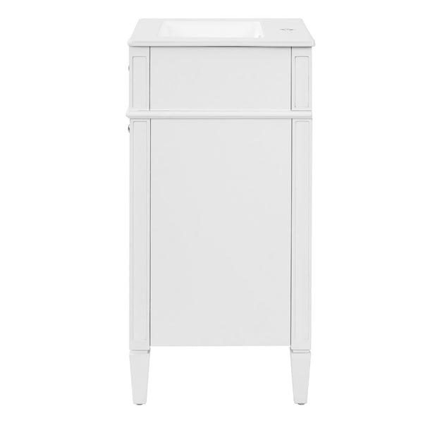 English Elm 18-inch French Style Freestanding Bathroom Vanity with Ceramic Sink Soft Close Storage White N710P411340K