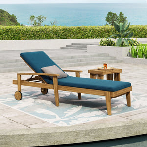 English Elm Jason Outdoor Acacia Wood Chaise Lounge with Adjustable Recline and Slat Design Blue N769P363844L