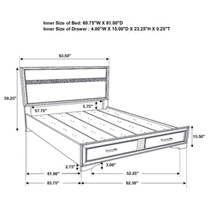 English Elm Orchid White Queen Storage Bed with Built-In Drawers, Ergonomic Pulls, Classic Panel Style, Sturdy Headboard - Space-Saving Elegance B062S00686
