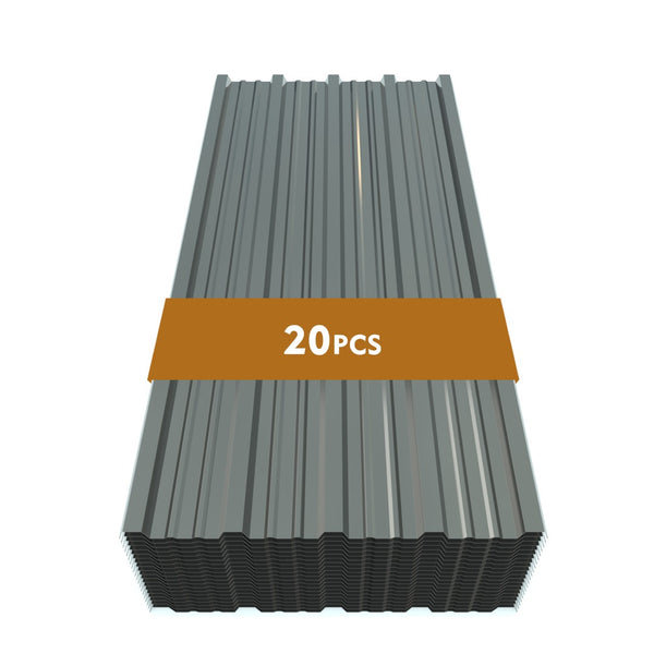English Elm 20 Pcs Galvanized Steel Corrugated Roofing Panels Waterproof Shed Garage Outdoor W3213P431188