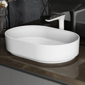 English Elm Solid Surface Pedestal Basin Seamless Non-porous Build for Modern Bathroom Design W2704P206024