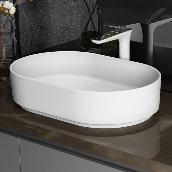 English Elm Solid Surface Pedestal Basin Seamless Non-porous Build for Modern Bathroom Design W2704P206024