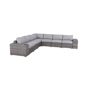 English Elm Minnesota 9-Piece Sectional Sofa Set with Plush Grey Cushions, Rustproof Frame, Weather-Resistant Comfort B120S00008