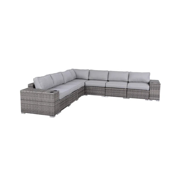 English Elm Minnesota 9-Piece Sectional Sofa Set with Plush Grey Cushions, Rustproof Frame, Weather-Resistant Comfort B120S00008