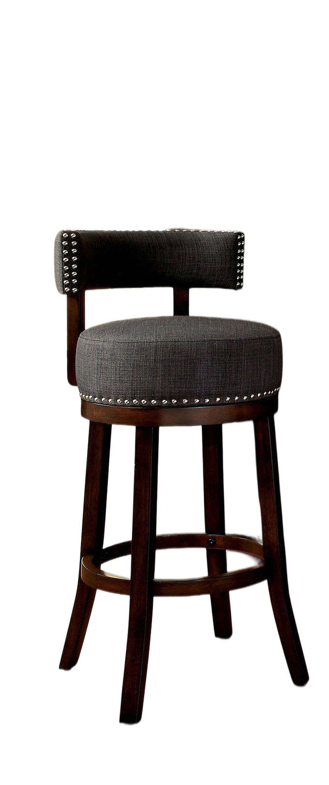 English Elm Bar Chairs Set Of 2 - Elegant Upholstered Stools With Dark Oak Legs & Gray Fabric For Home Bars B2741P339266