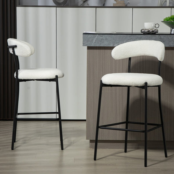 English Elm 26'' Modern Counter Height Bar Stools In Snow Fabric With Durable Black Powder-Coated Base & Footrest W2215P196282