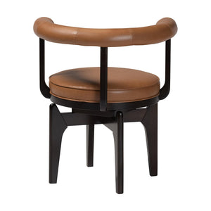 Baxton Studio Baxton Studio Delacruz Swivel Dining Chair - Modern Faux Leather Accent Chair for Dining & Kitchen BBT5547-Tan/Black-Armchair-DC