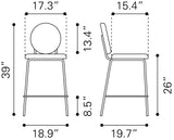 Odessa Counter Stool - Set of 2 Green & Gold 109805 Zuo Modern